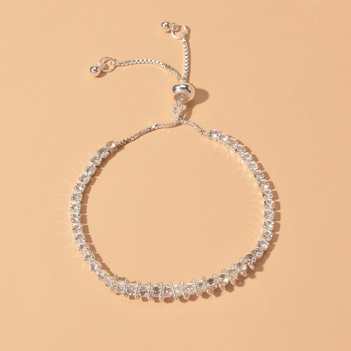 Trendy Rhinestone Sparkle Bling Crystal Tennis Bracelet Adjustable Wristband-5