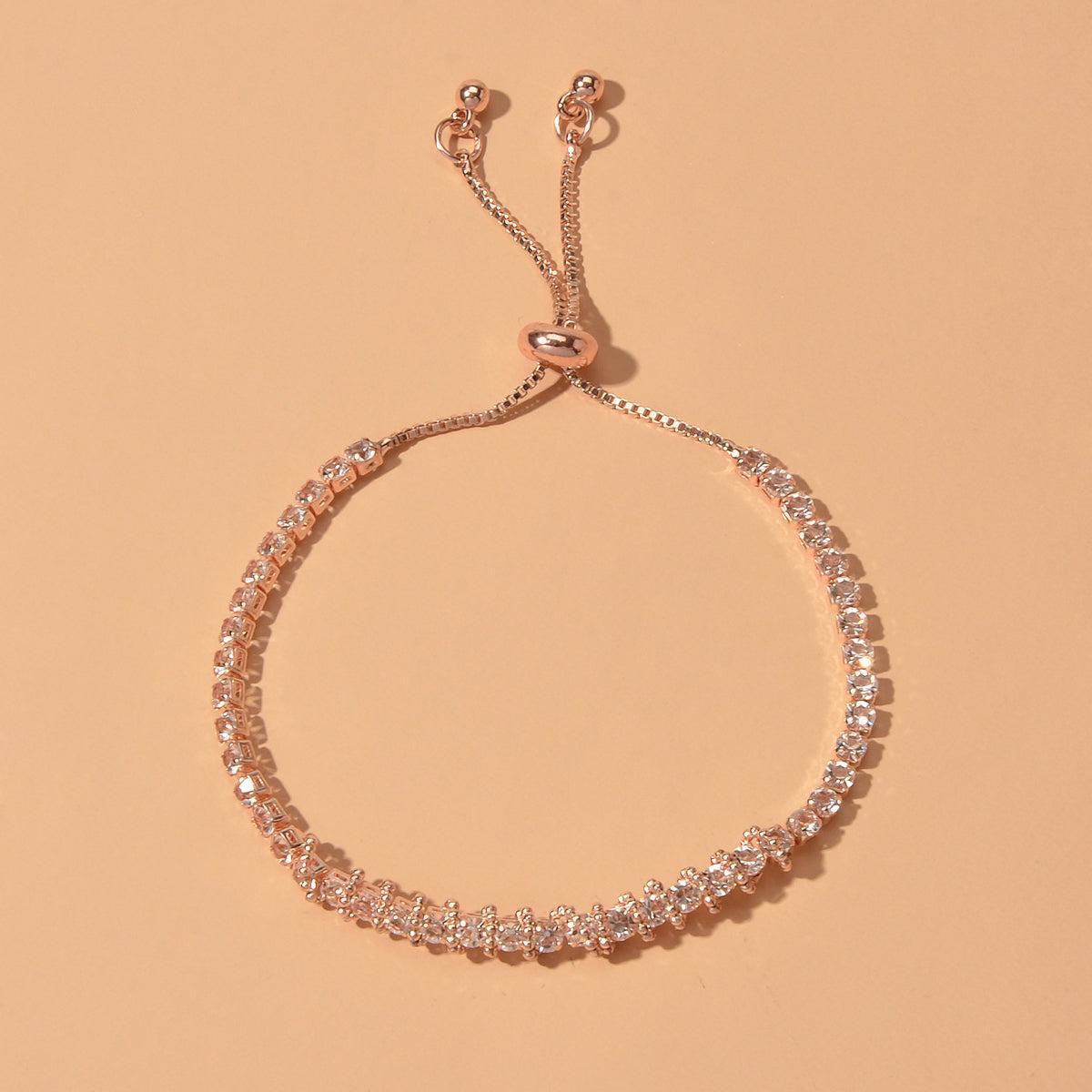 Trendy Rhinestone Sparkle Bling Crystal Tennis Bracelet Adjustable Wristband-0