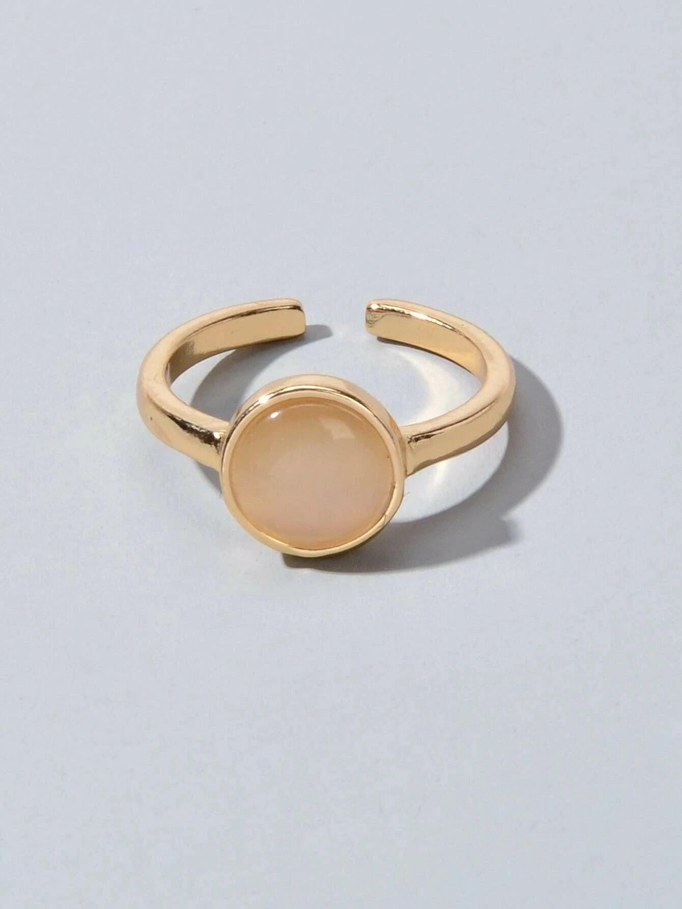 Opal Gold Colour Open Cuff Dome Finger Ring Wholesale Price Party Accessories-1